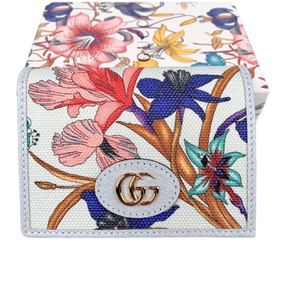 Authentic GUCCI Marmont Flora Canvas Bifold Compact Wallet ❤️ - Picture 2 of 10